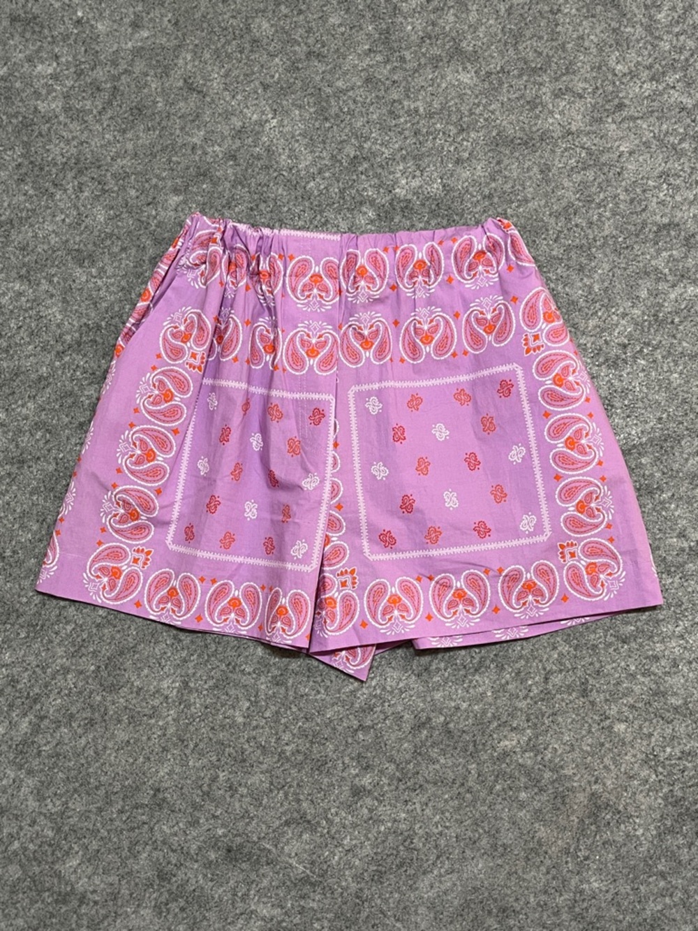 Maje Pink Paisley Bandana-Print Elastic Waist Shorts